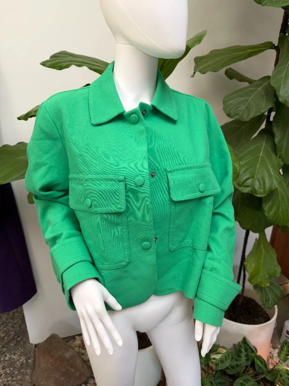 NWT Express Vibrant Green Cropped Utility Jacket - L